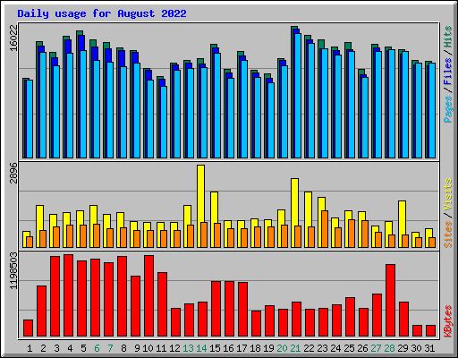 Daily usage for August 2022